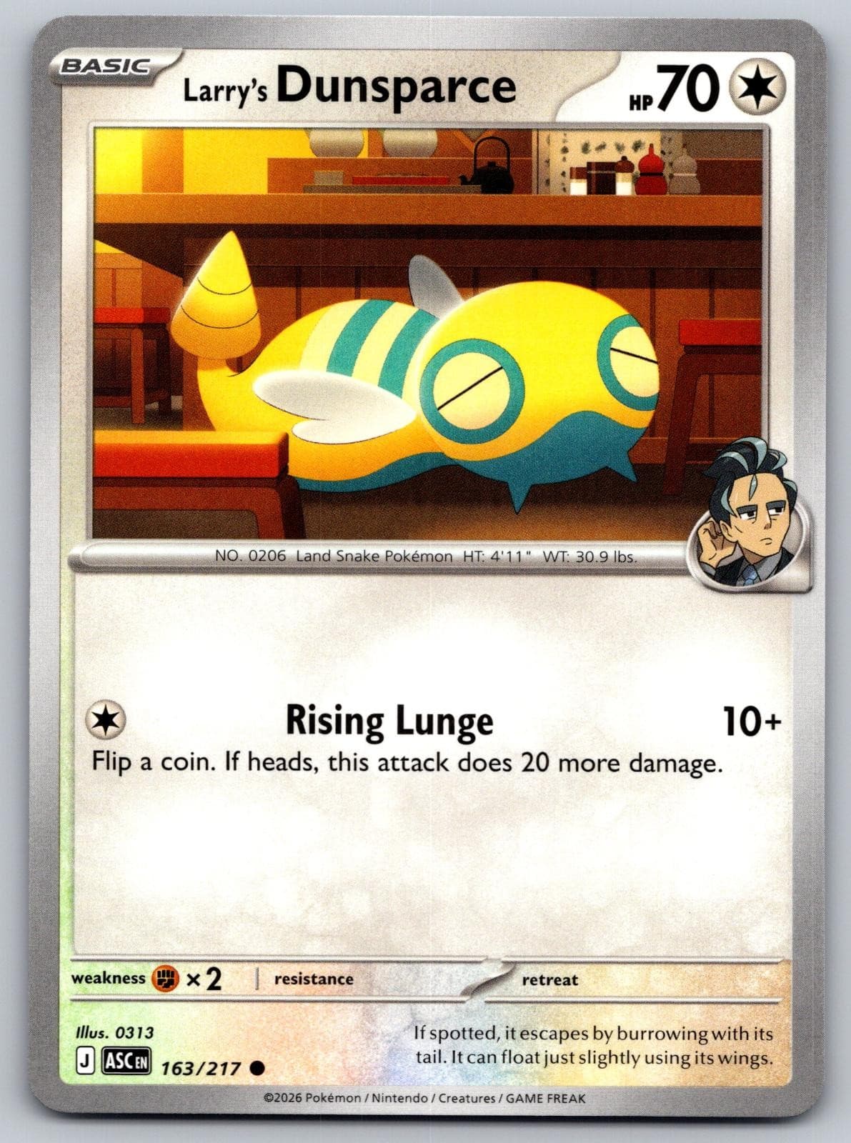 Larry's Dunsparce 163/217 Common Ascended Heroes Pokemon Near Mint