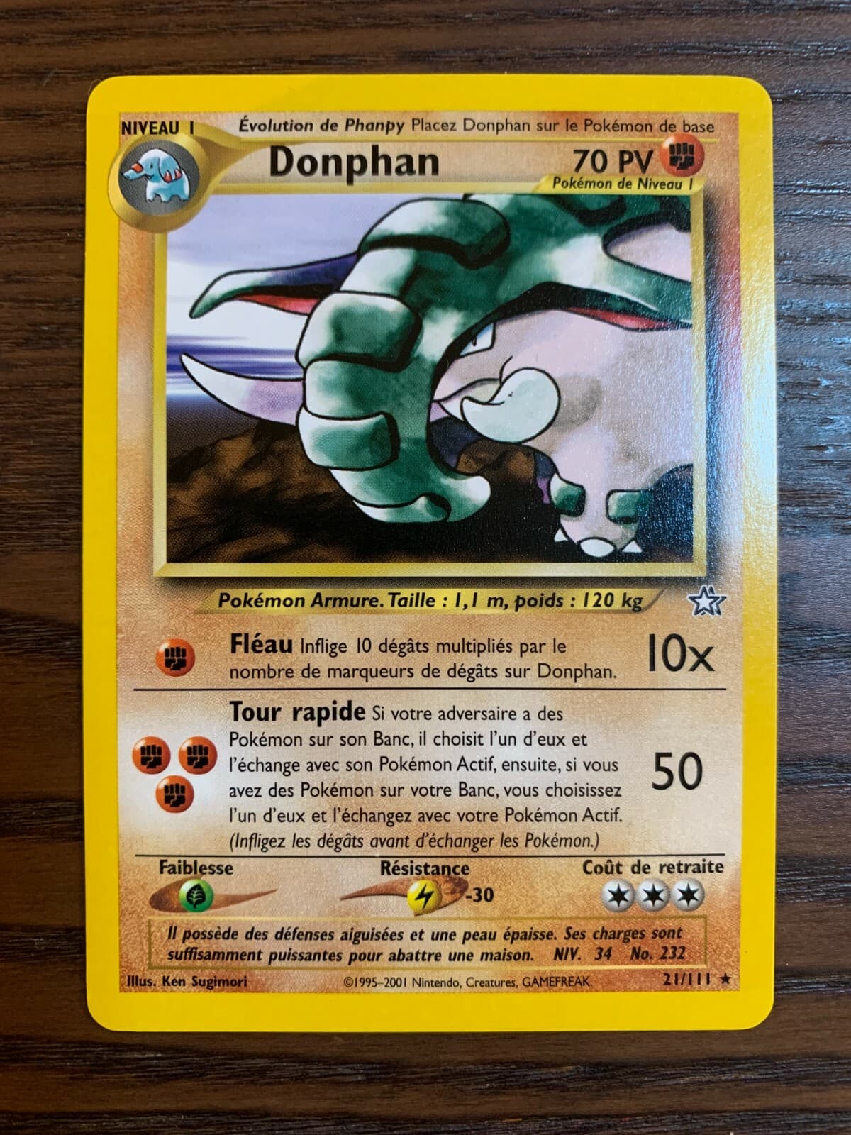 Carte Pokémon RARE Donphan 21/111 Néo Génésis Edition 2 Français Wizards NEUF