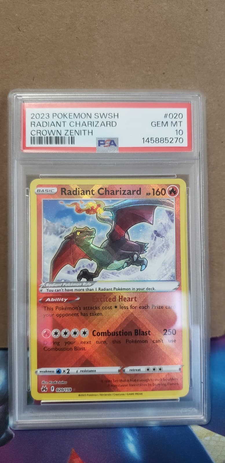 2023 Pokemon SWSH Radiant Charizard 020/159 Crown Zenith PSA 10 Gem Mint
