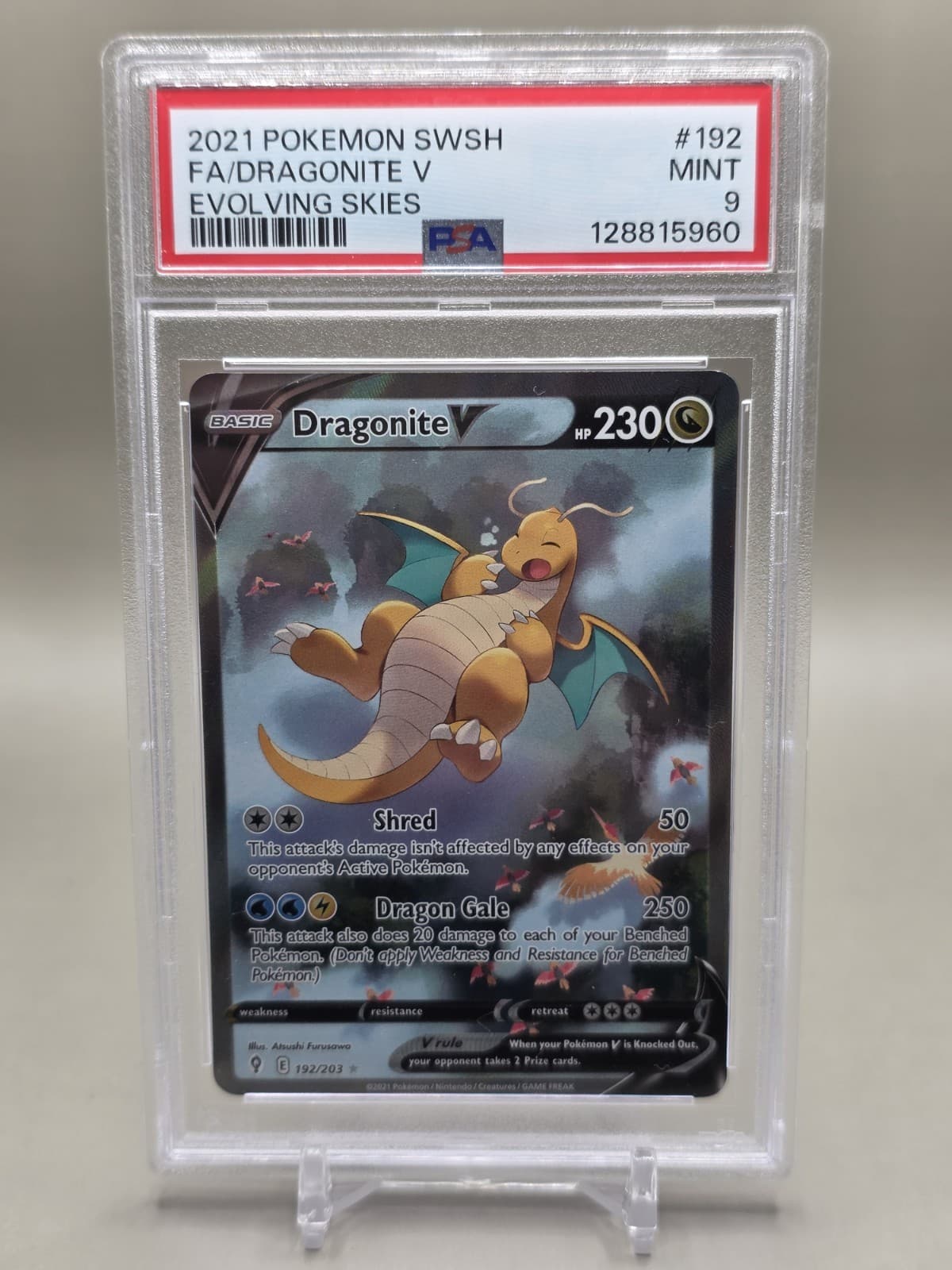 Dragonite V 192/203 Evolving Skies Alternate Full Art PSA 9 New Cert Pokemon