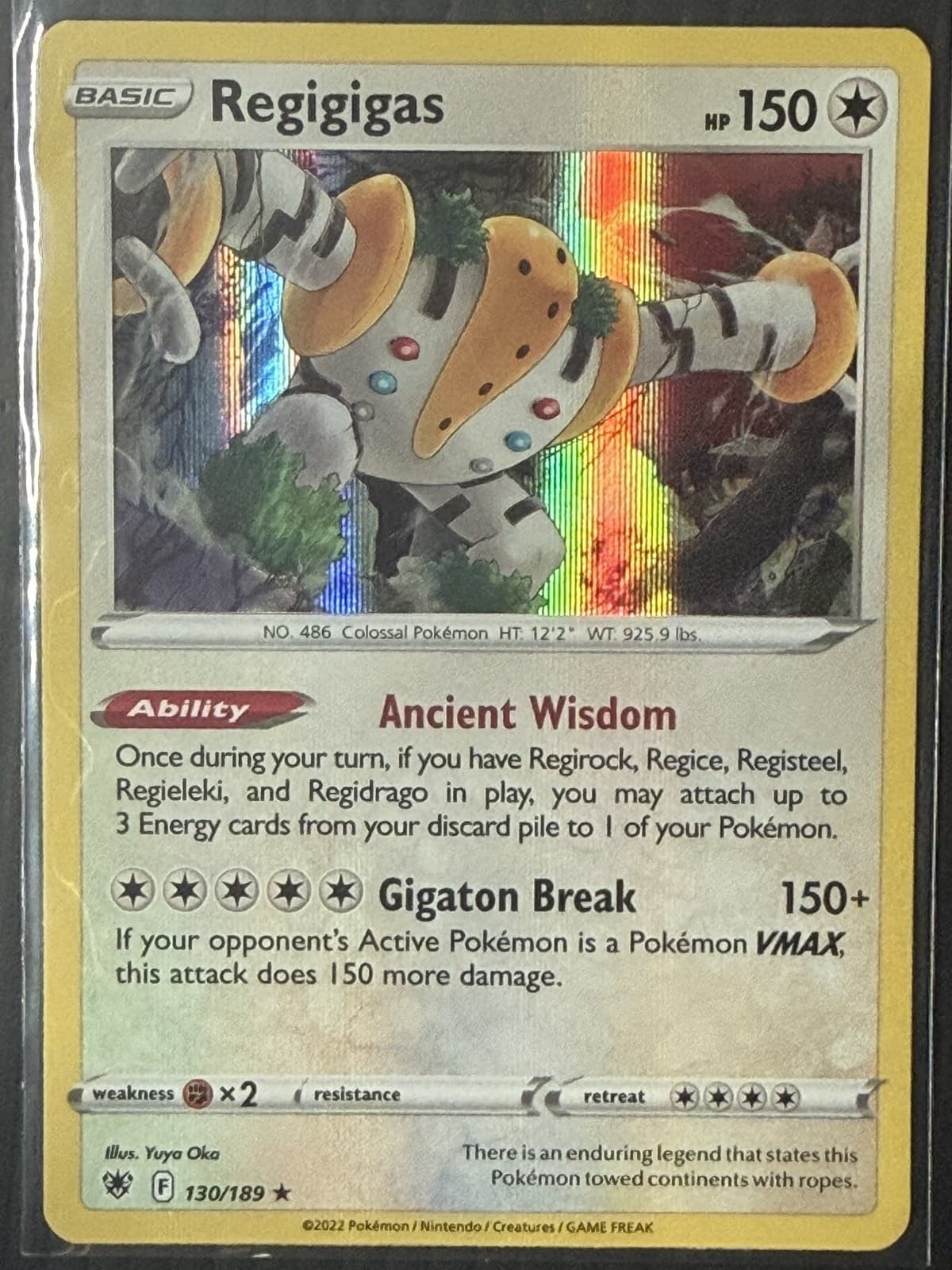 Regigigas 130/189 Holo Rare SWSH10: Astral Radiance Pokemon Holo Lightly Played