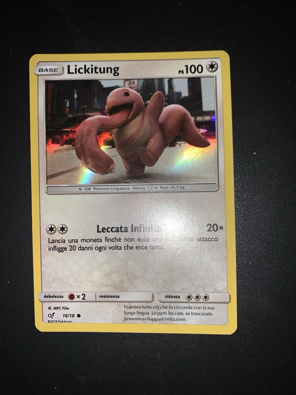 16/18 Lickitung Holo Detective Pikachu Pokémon Carta Ita Italiano