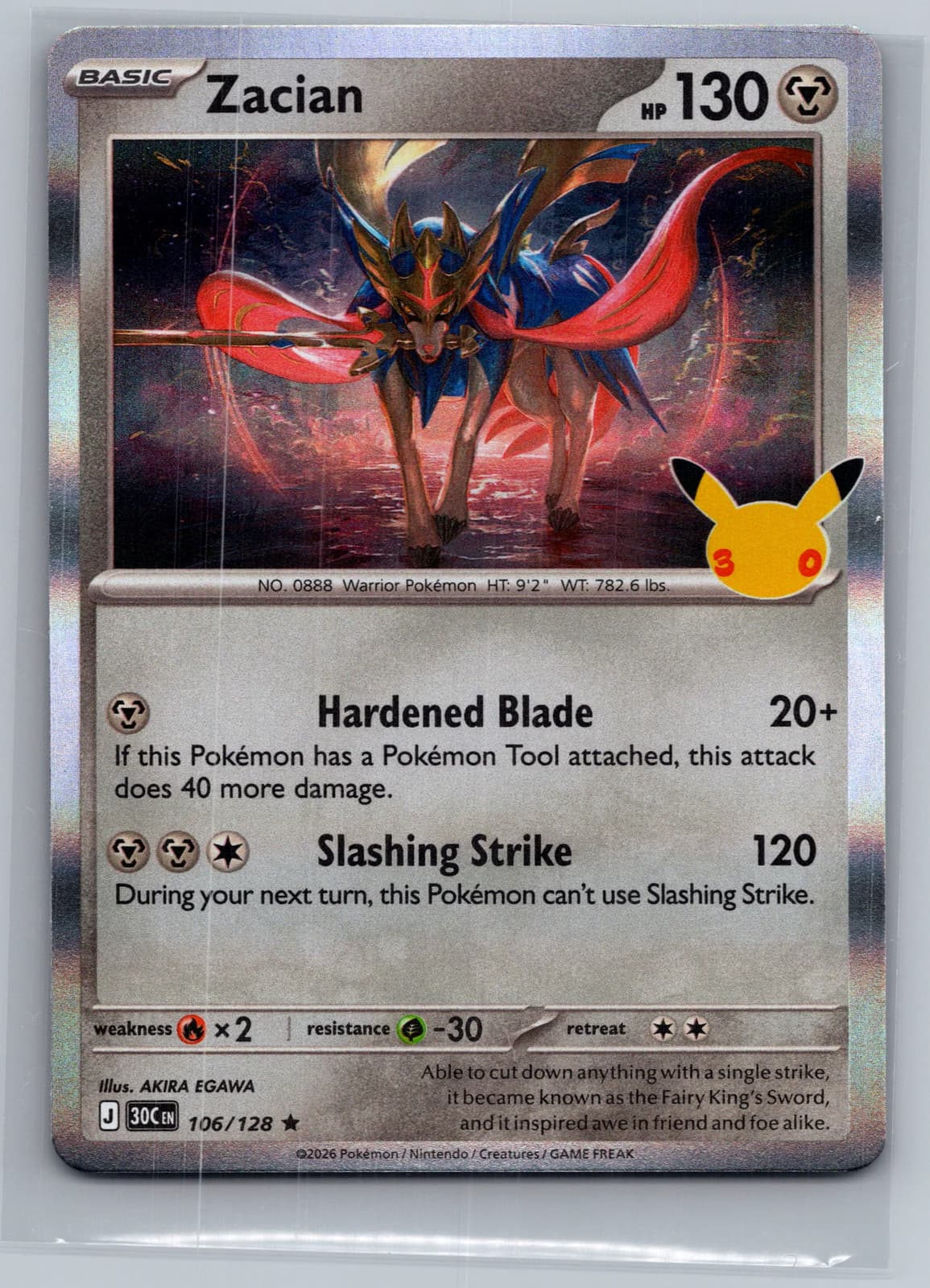 Zacian #106/128 2026 30th Celebration Pokemon TCG