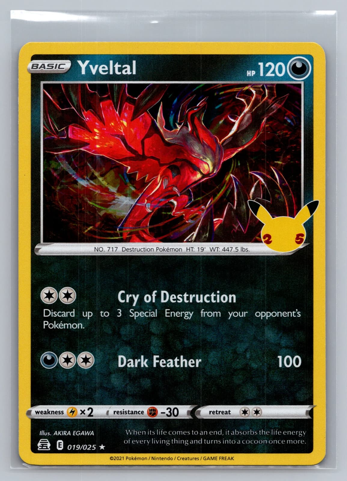 Yveltal 19/25 Celebrations Holo Rare Pokemon TCG NM