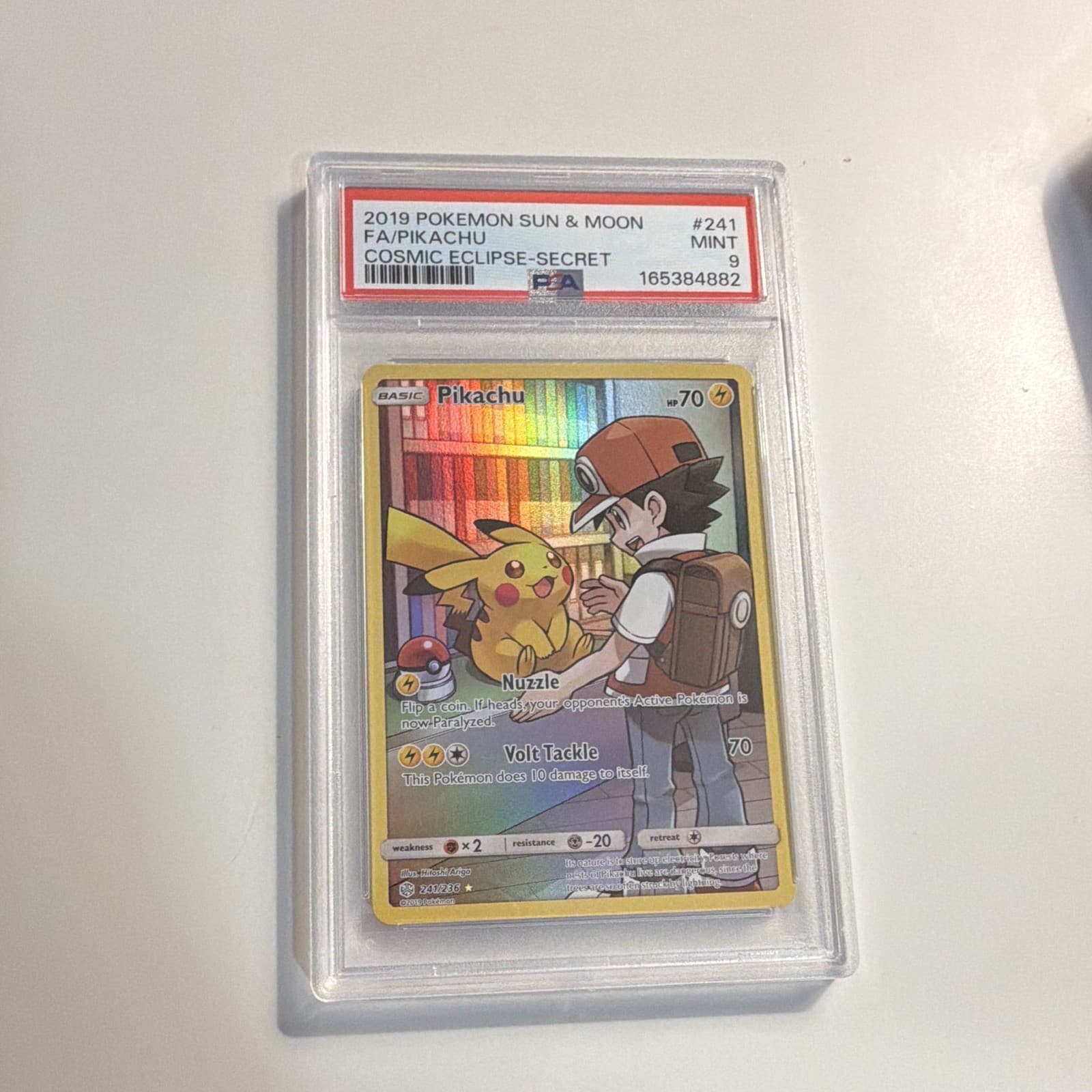 Pikachu Secret Rare Full Art Holo 241/236 Cosmic Eclipse EN 2019 PSA 9