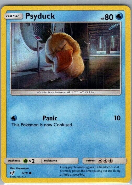 Psyduck 7/18 Common Detective Pikachu Pokemon Holo LP
