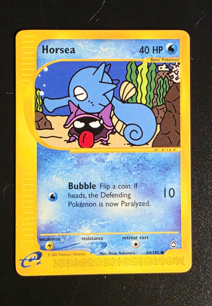 Pokemon TCG Horsea 84/147 Aquapolis Regular ENG 40HP 2002 ereader