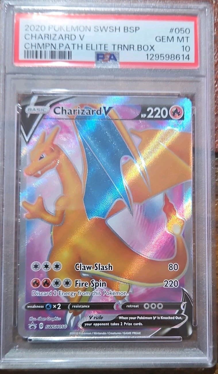 2020 Pokémon Champion’s Path Charizard V SWSH050 PSA 10 Gem Mint ETB Promo