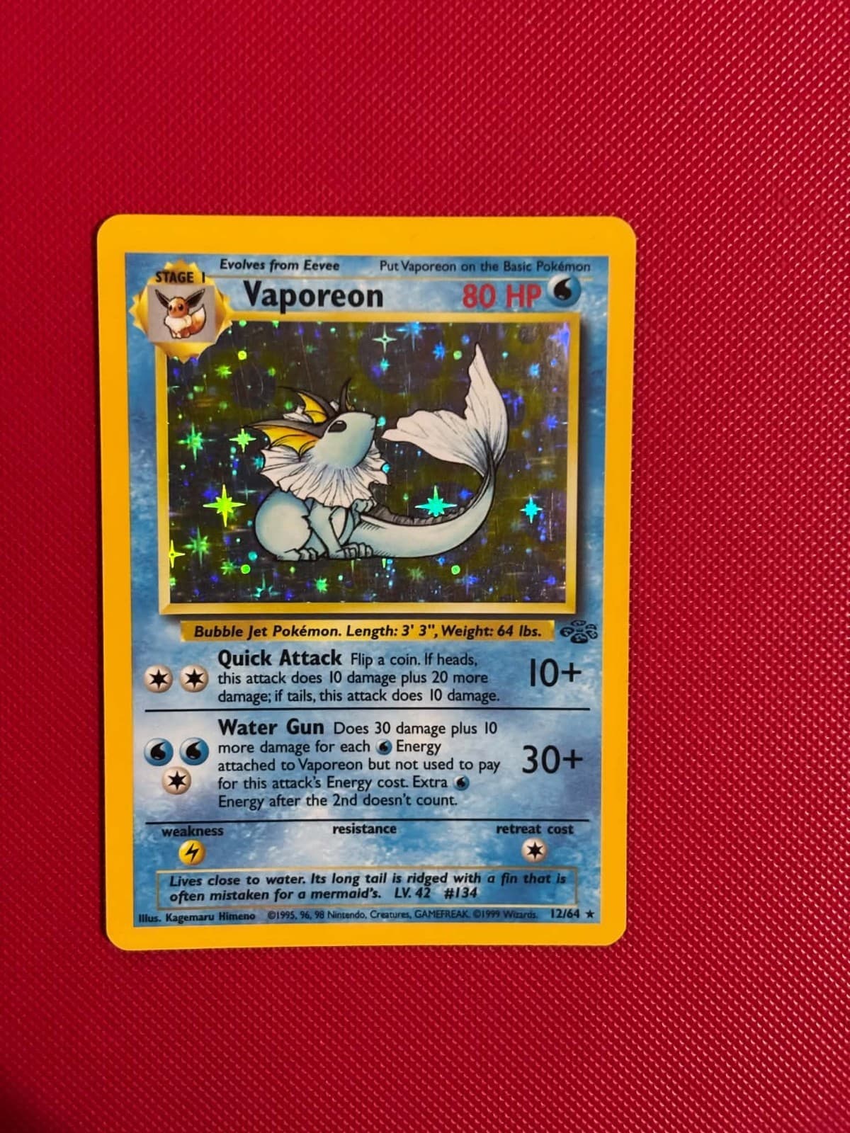 POKEMON! Vaporeon - Jungle 12/64 Unlimited Edition - Holo Rare - LP