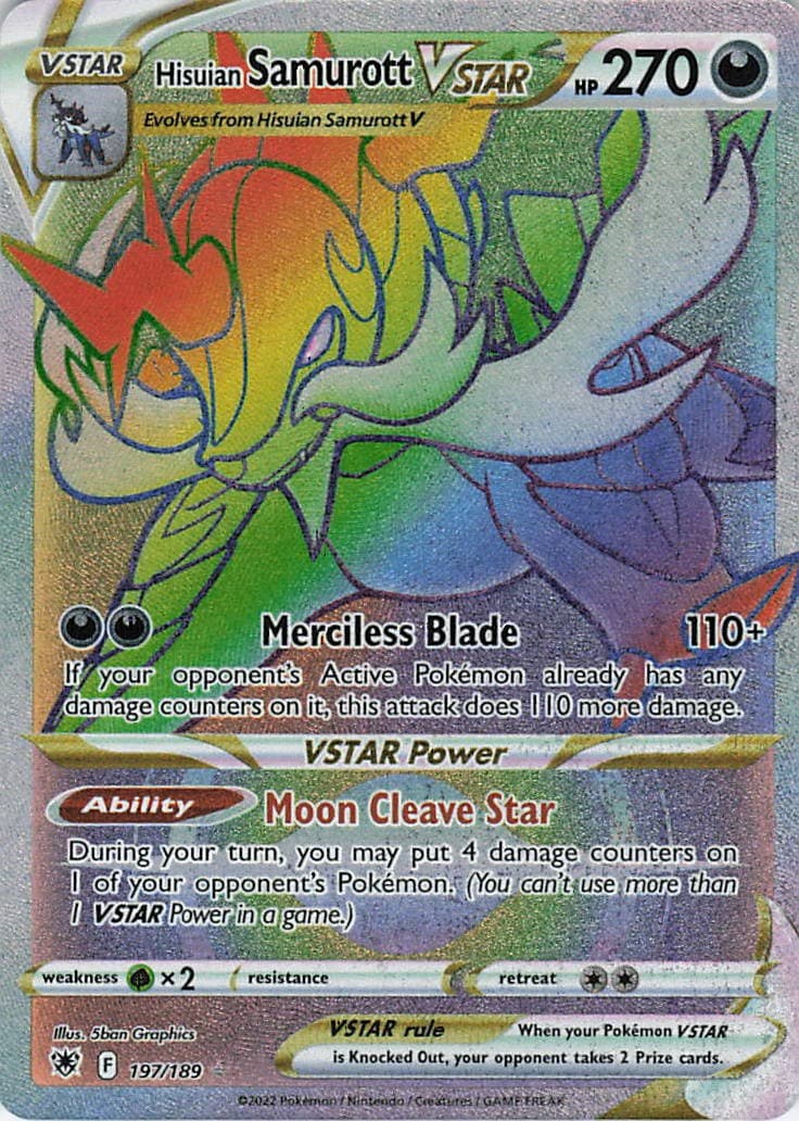 Hisuian Samurott VSTAR 197/189 Rainbow Rare Astral Radiance Pokemon Holo NM