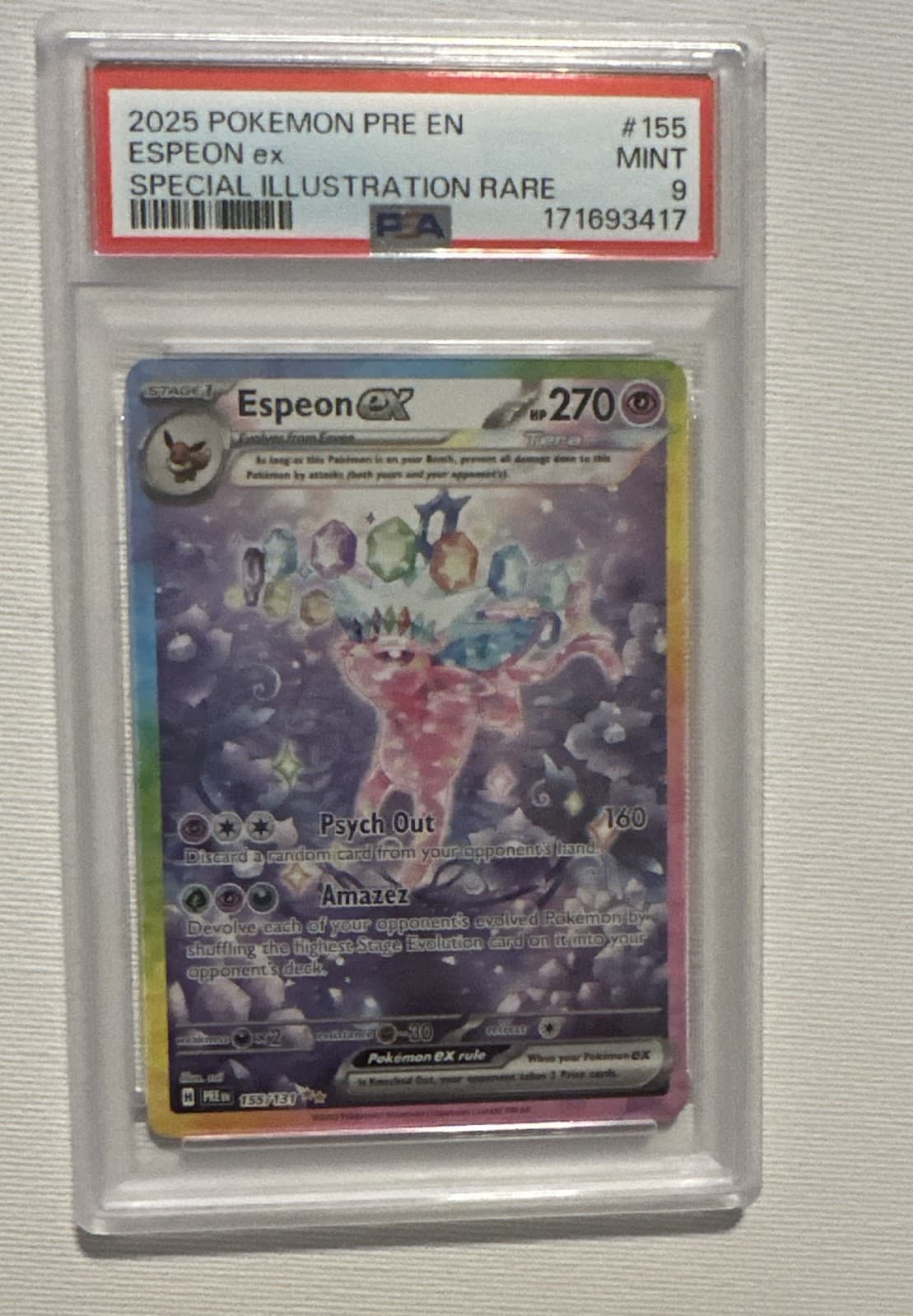Espeon ex 155/131 Sv: Prismatic Evolutions Holo- Special Illustration- PSA 9