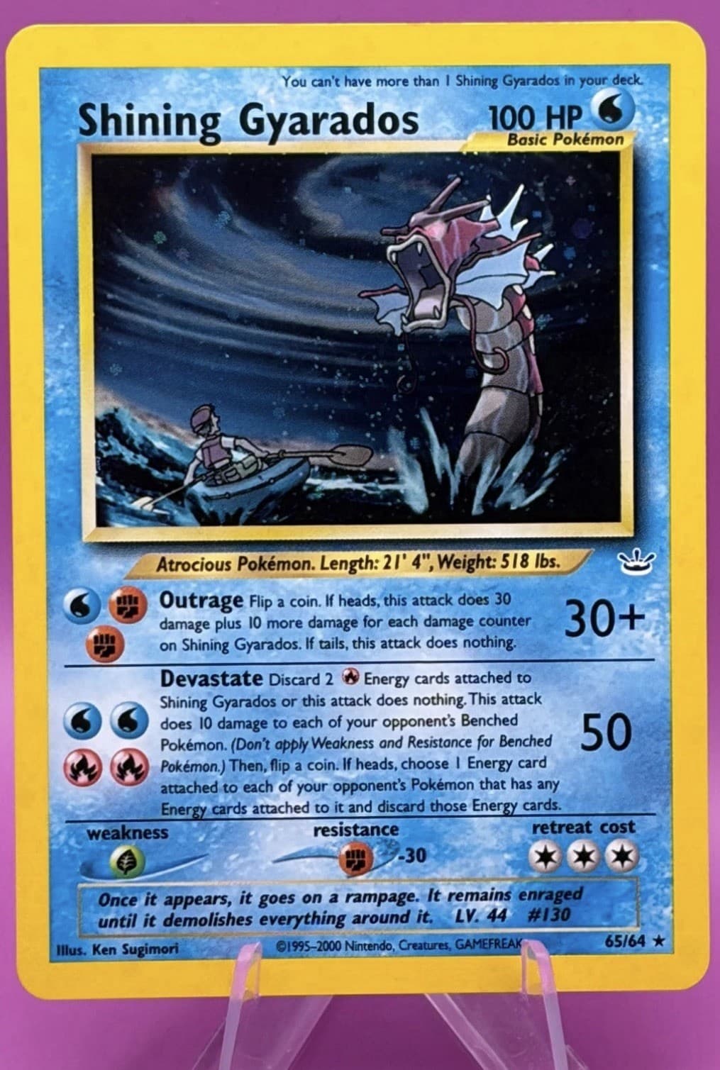 SHINING GYARADOS NEO REVELATION LP + NM #65 2001 HOLO W/ SWIRL C