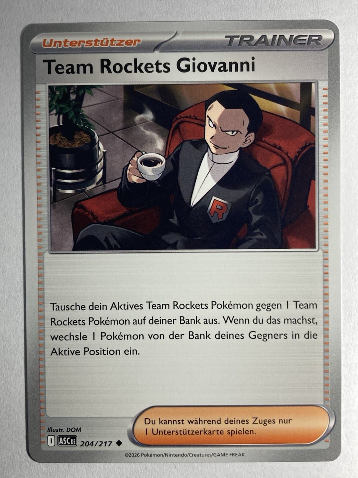 Team Rockets Giovanni 204/217 Normal Erhabene Helden Pokemon Karte Deutsch NM