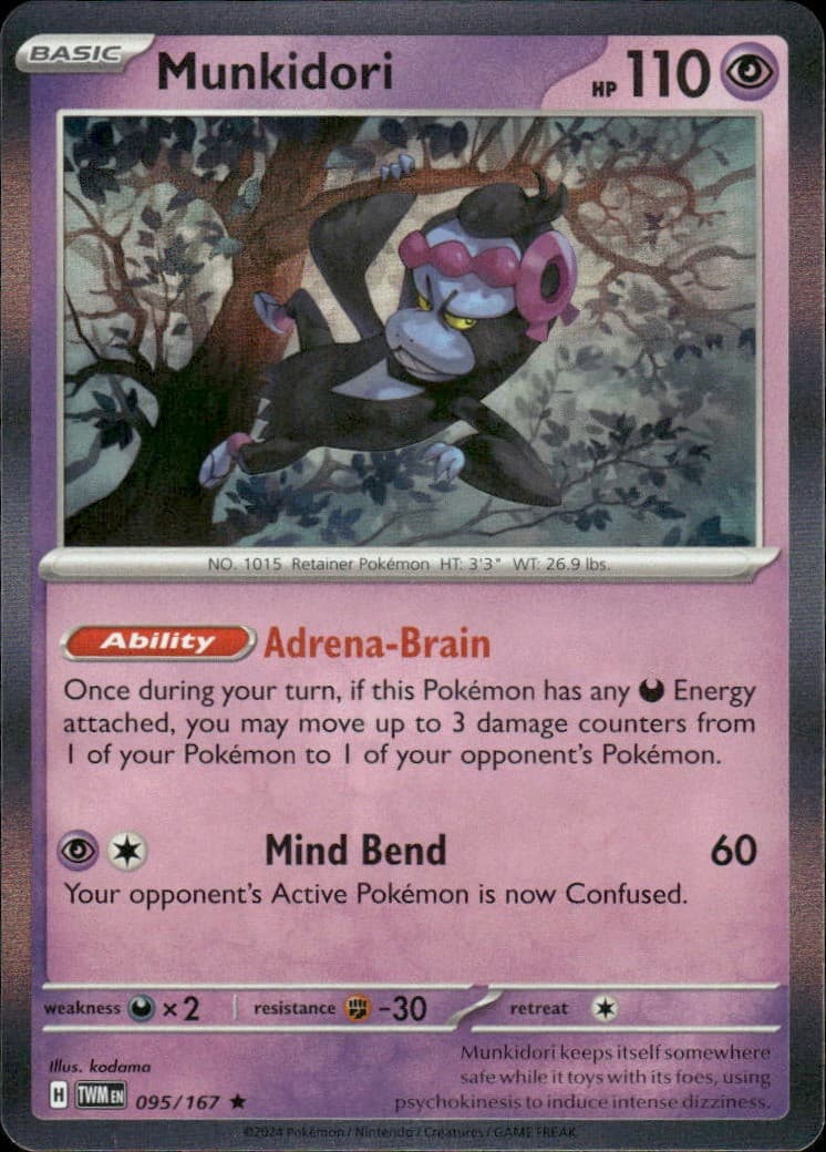 Munkidori Twilight Masquerade 095/167 Rare Holo Pokémon — English NM