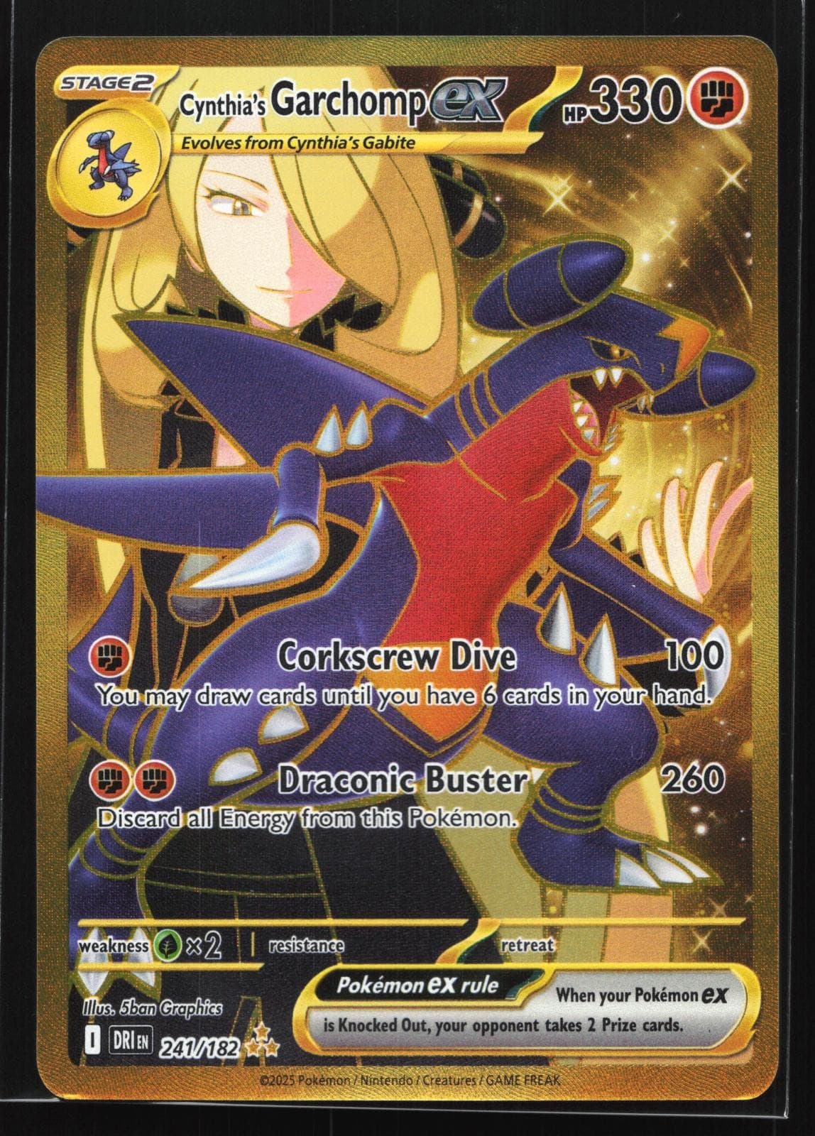Cynthia's Garchomp ex 241/182 Destined Rivals Hyper Rare Holo Pokemon Card
