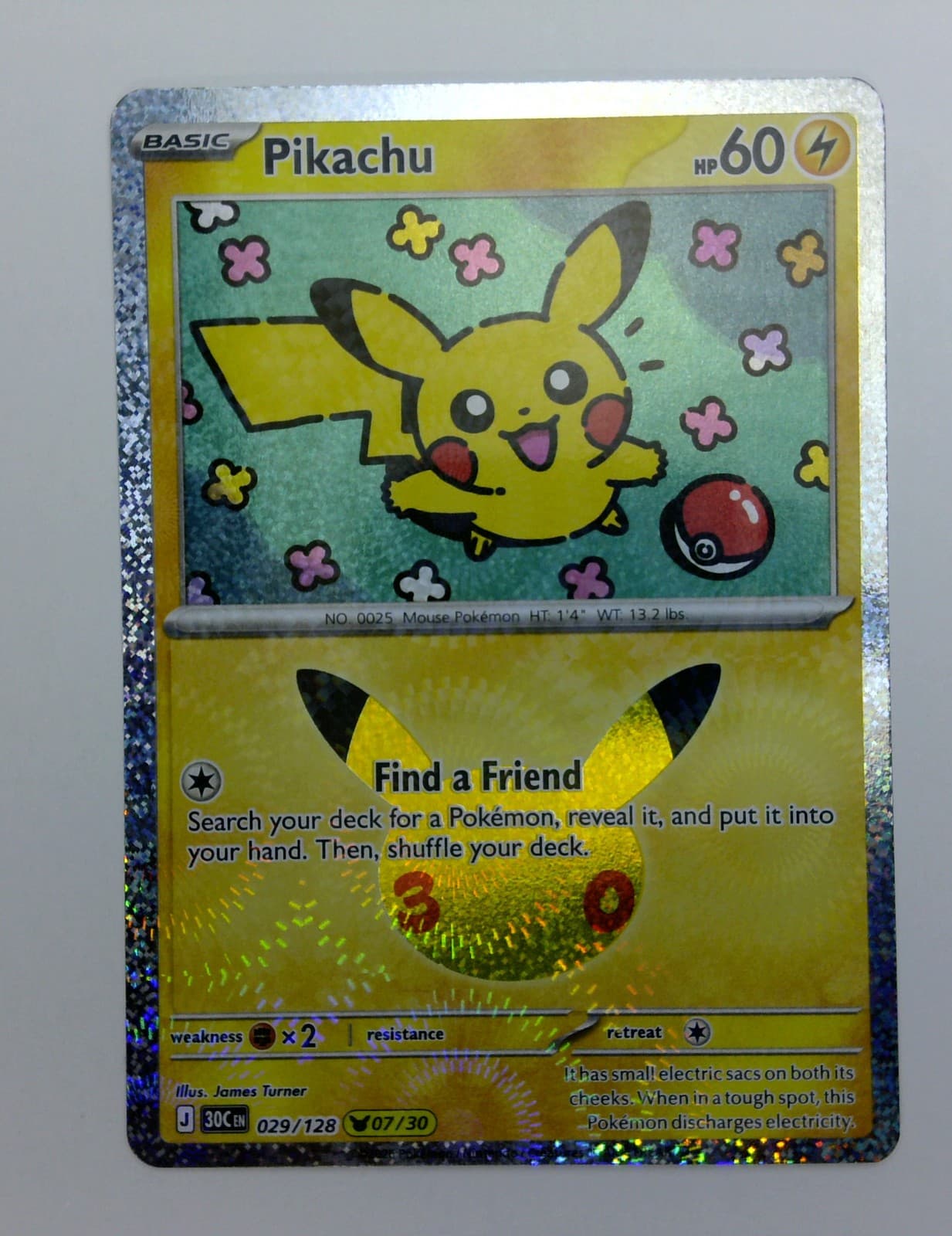 Pokemon TCG - Pikachu - 30th Anniversary Celebration Holo 29/128- 7/30 - NM