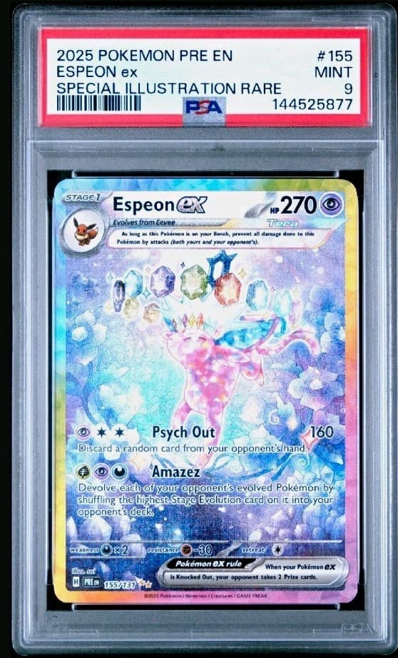 2025 Espeon ex SIR 155/131 Holo Prismatic Evolutions ENG PSA 9