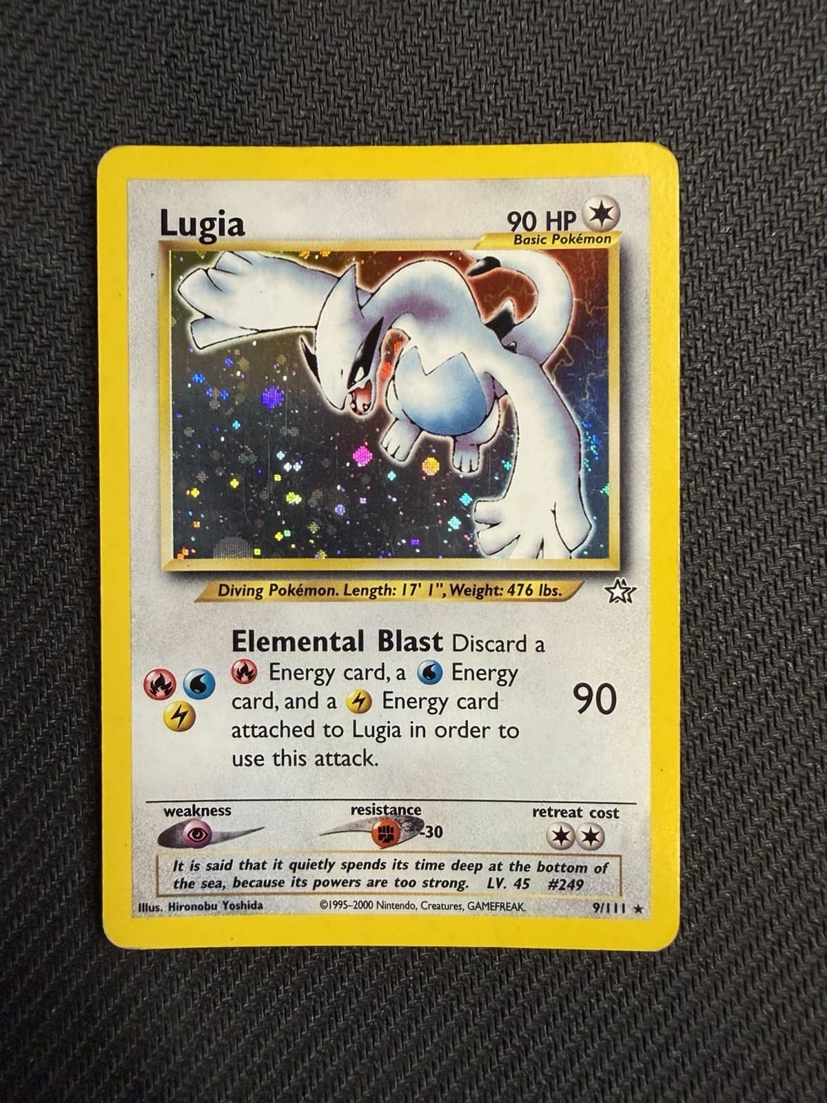 2000 Pokemon Neo Genesis Lugia 9/111 Holo Rare Unlimited Vintage WOTC