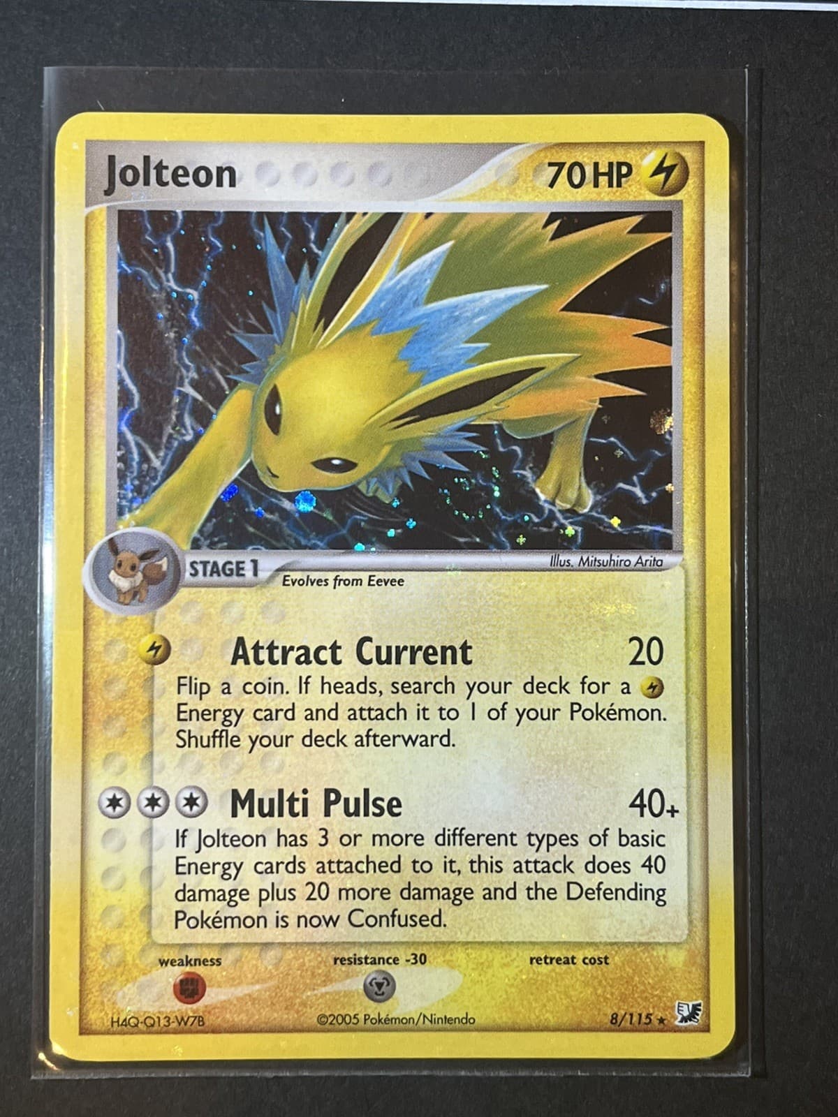 Jolteon Holo swirl 🌀 Pokémon TCG EX Unseen Forces Rare Card 8/115 HP 2005