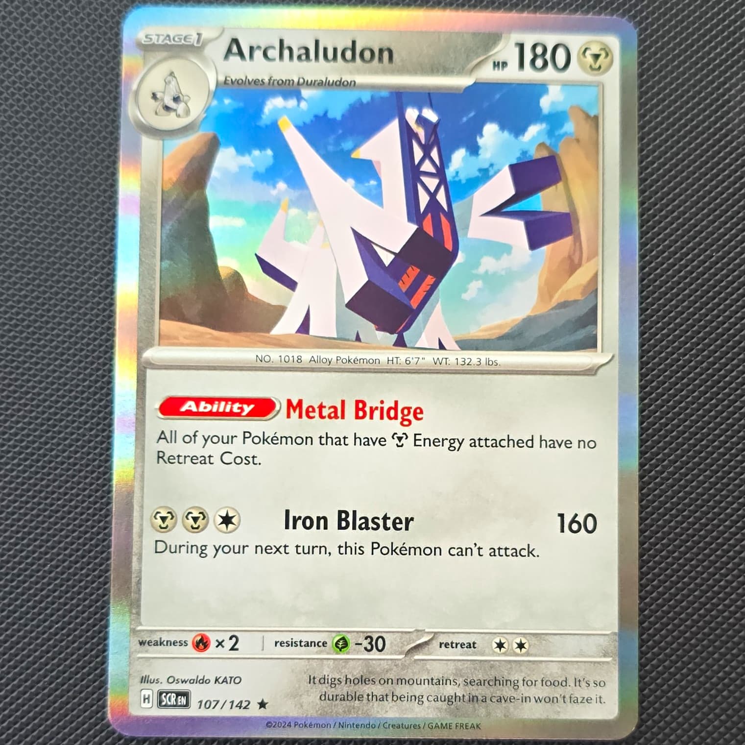 Pokemon TCG Archaludon 107/142 SV07 Stellar Crown Rare Holo English 180HP
