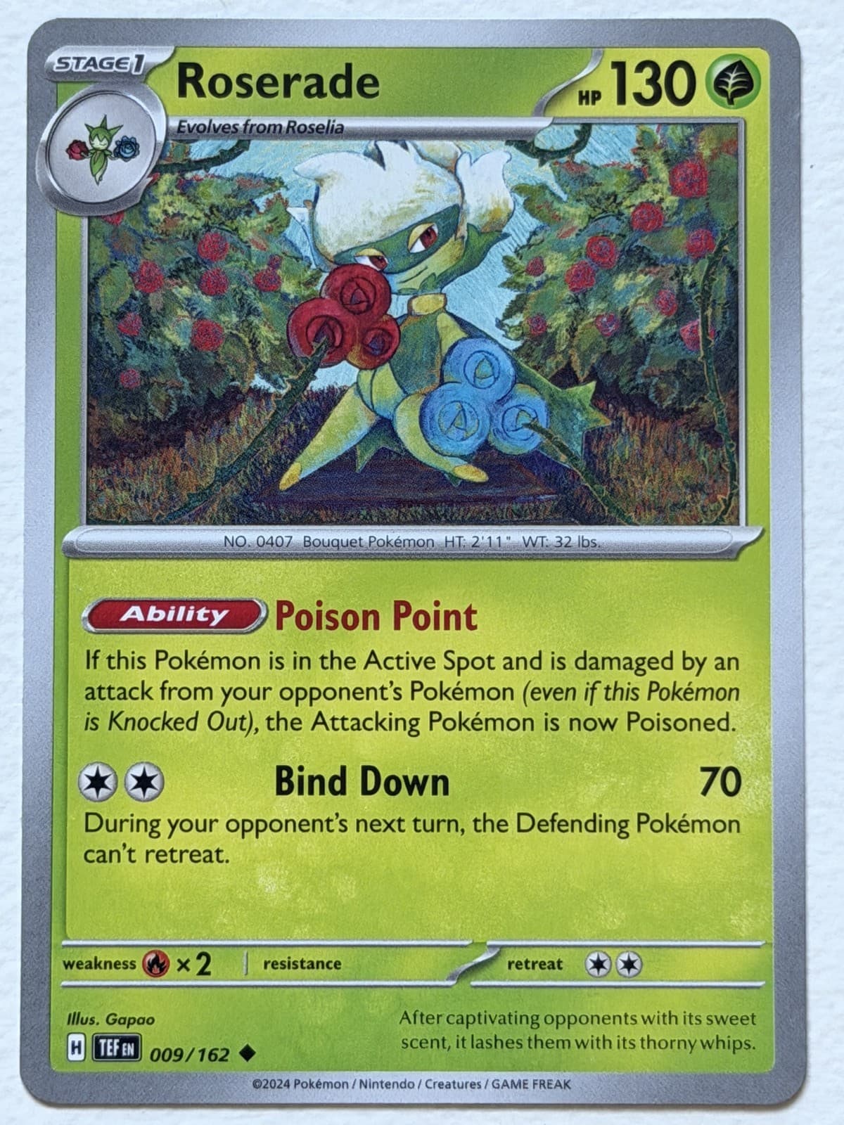 Roserade 9/162 Temporal Forces Uncommon Near Mint Pokemon