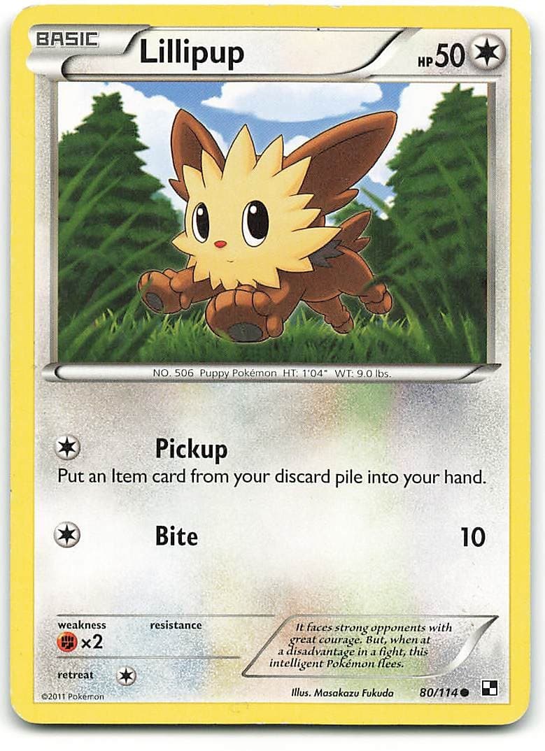 Lillipup 80/114 Common Black & White Pokemon