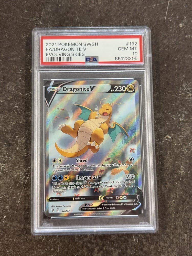 2021 Pokemon SWSH Evolving Skies #192 FA Dragonite V PSA 10 GEM MINT (1112557)