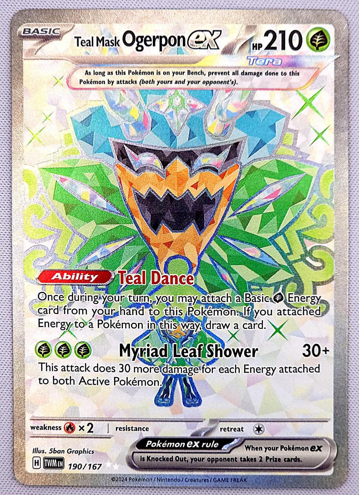 Teal Mask Ogerpon ex 190/167 Ultra Rare Twilight Masquerade Pokemon Holo NM