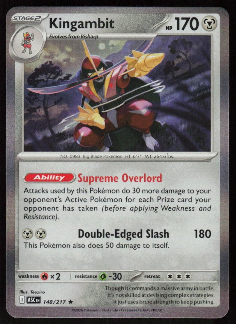 Kingambit 148/217 Rare Ascended Heroes Pokemon Holo Near Mint