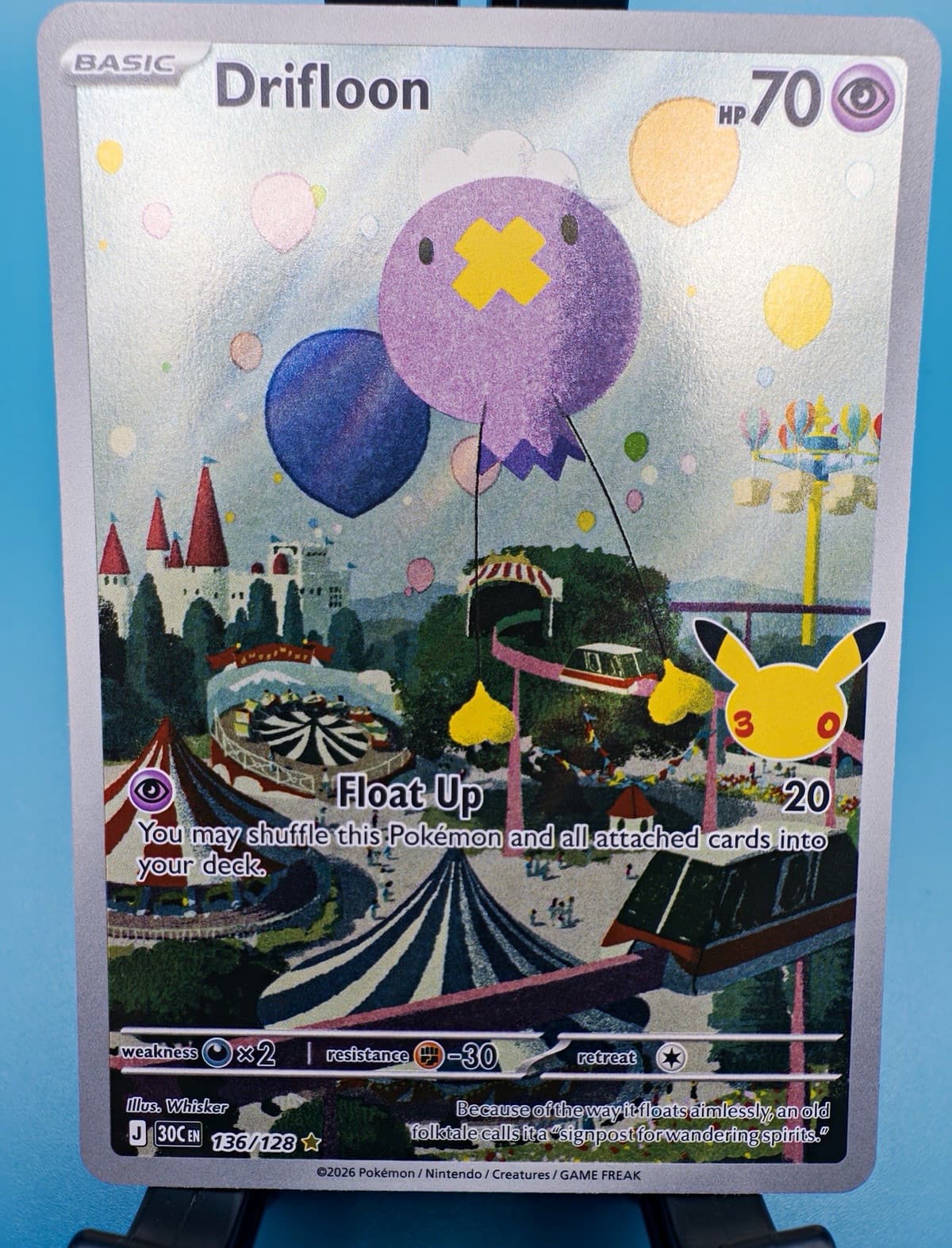Pokemon Drifloon 136/128 30th Celebration Illustration Rare Holo English NM