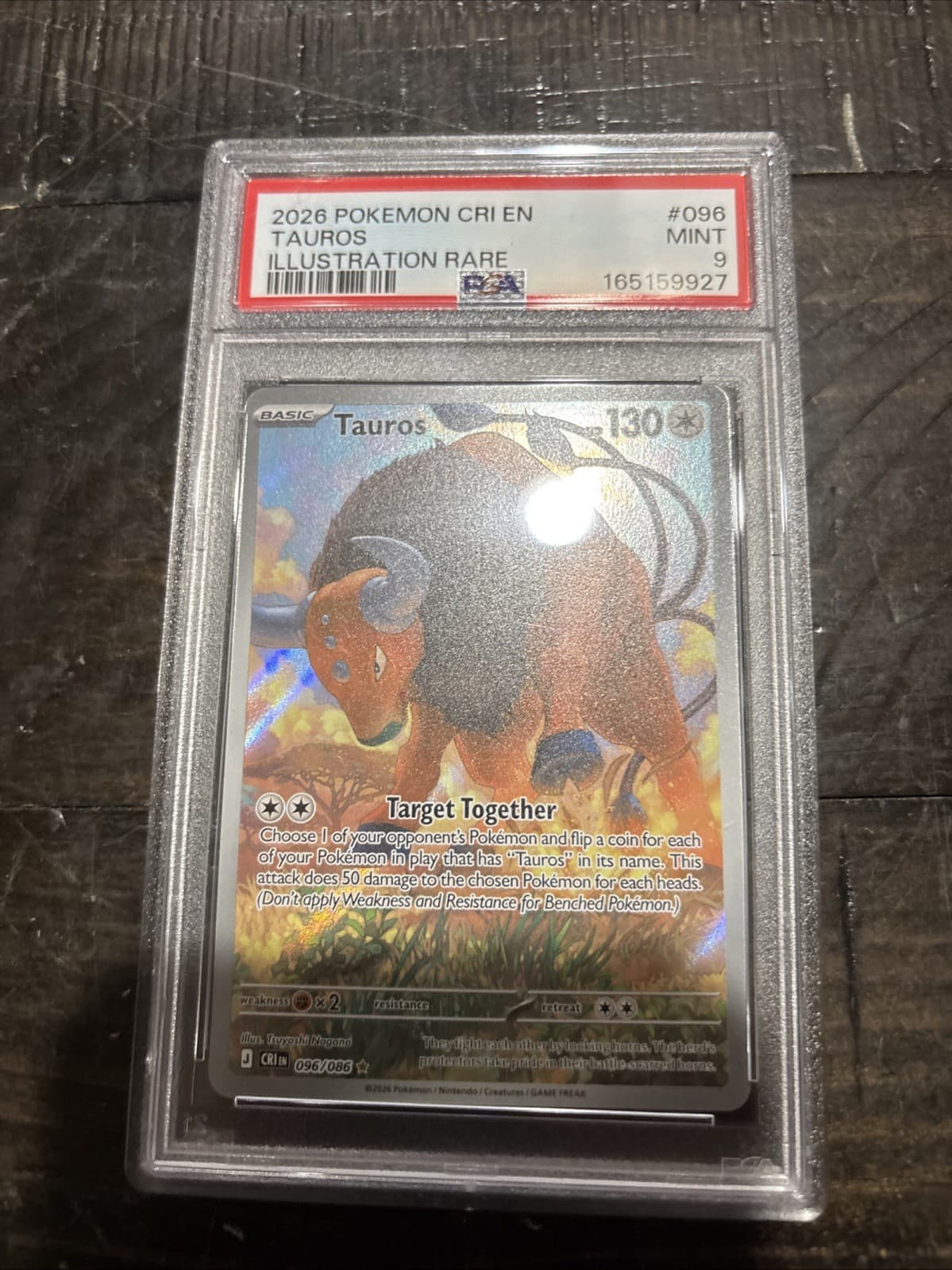 2026 POKEMON CRI EN-CHAOS RISING ILLUSTRATION RARE #096 TAUROS PSA 9