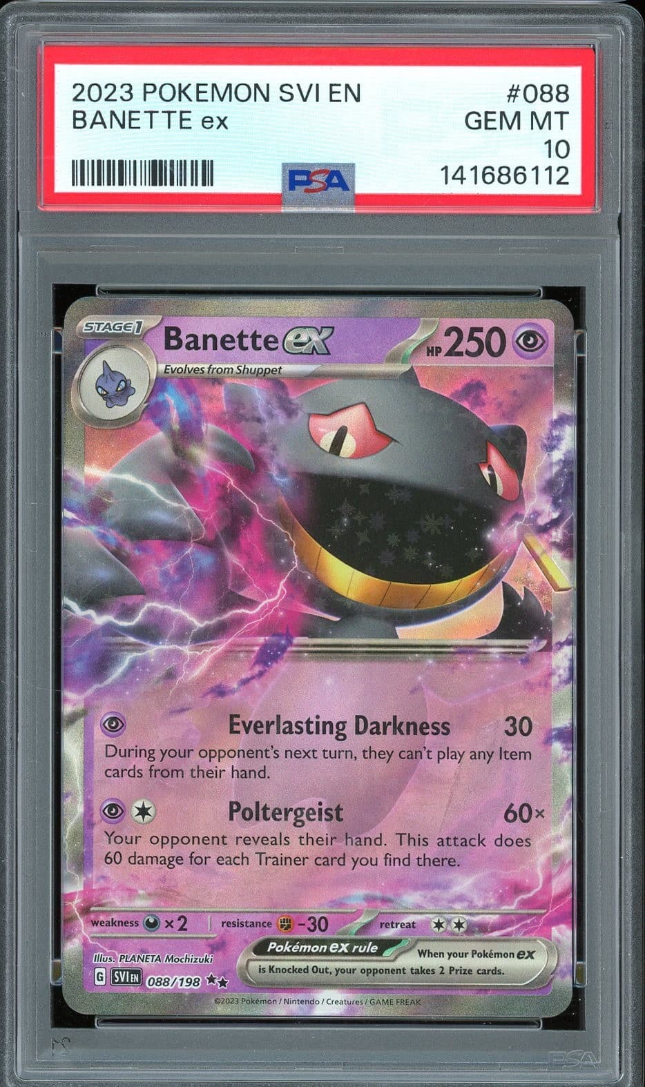 2023 Pokemon Scarlet & Violet EN #088 Banette ex Double Rare Low Pop PSA 10