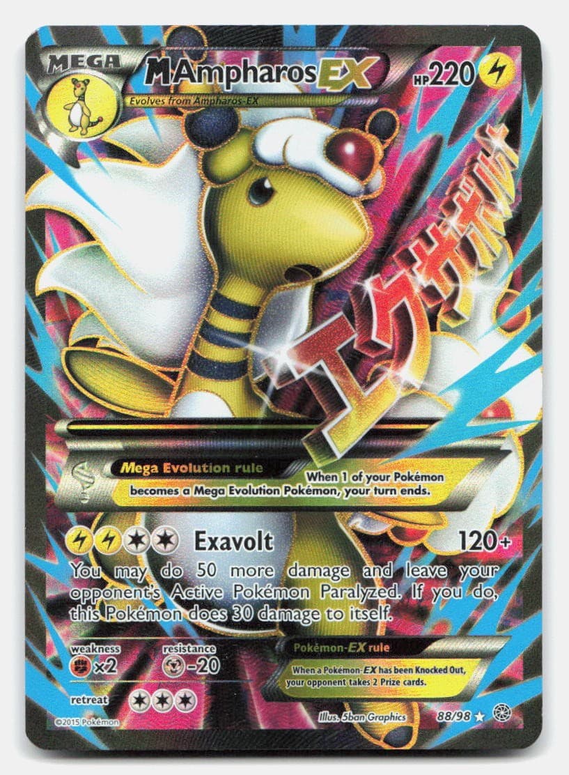 M Ampharos EX 88/98 Ultra Rare Ancient Origins Pokemon Holo LP/MP