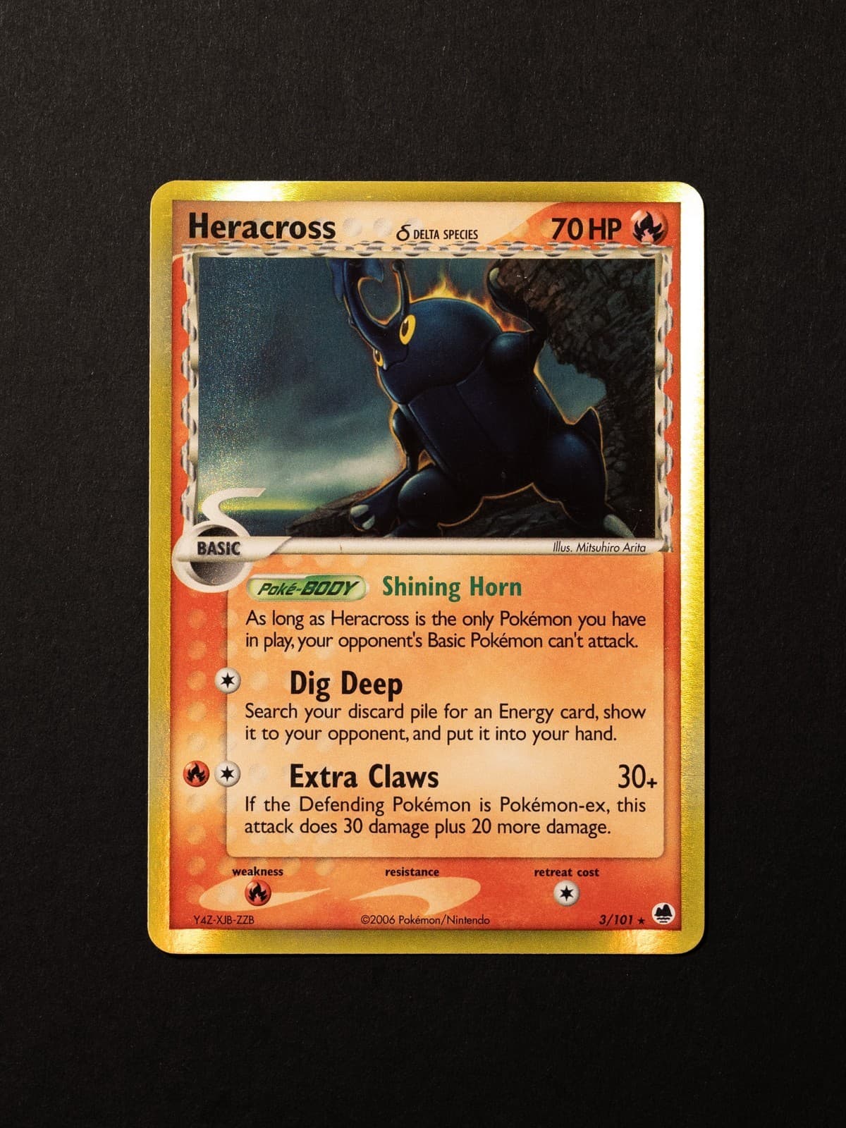 Pokemon Heracross δ 3/101 Dragon Frontiers Holo Delta Species Rare Holo 2006 NM