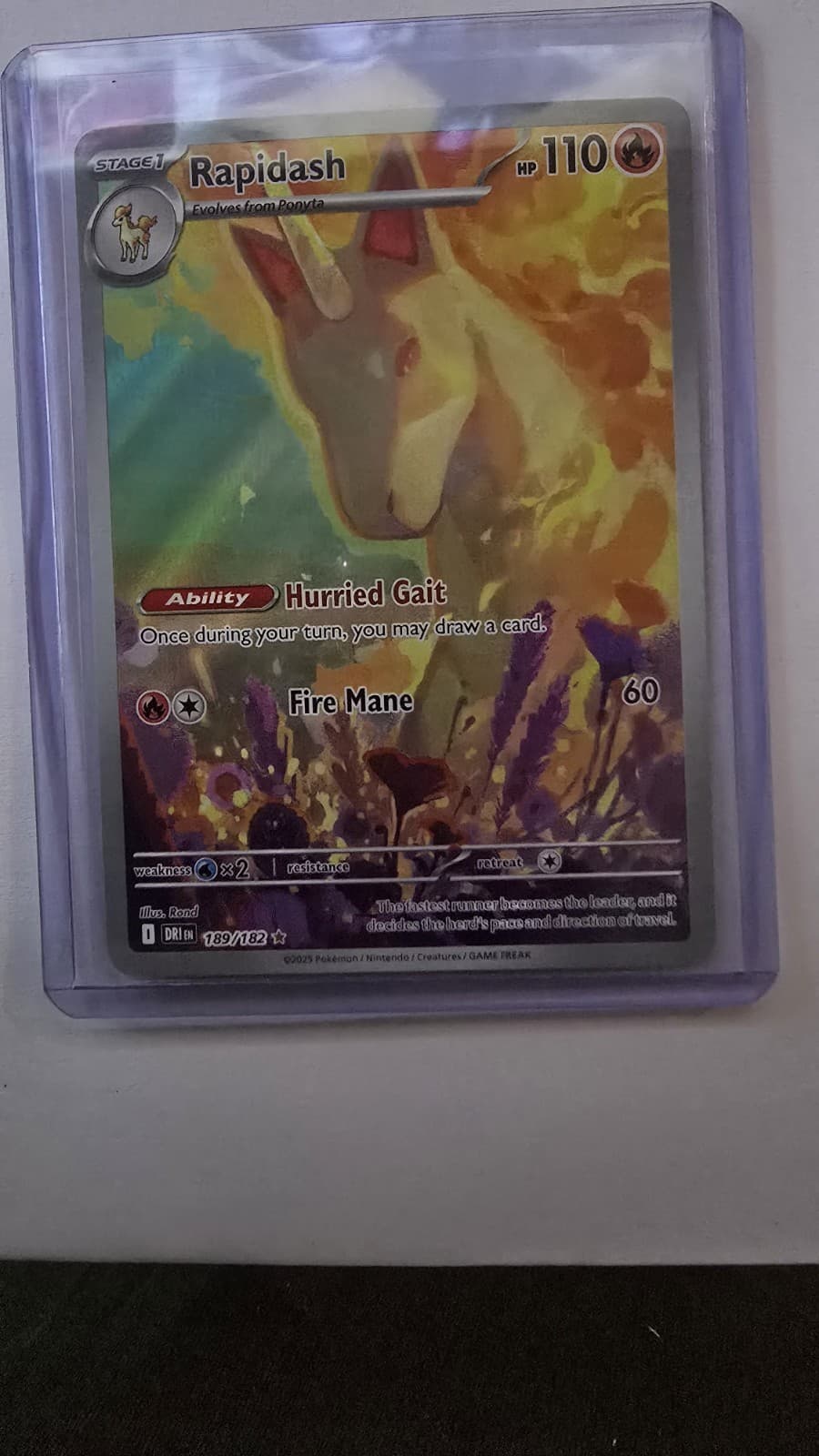 Pokémon TCG Rapidash Destined Rivals Illustration Rare Card 189/182