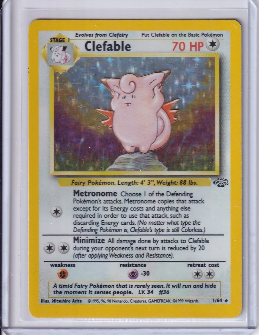 Pokemon TCG Clefable 1/64 Jungle Unlimited Holo Rare 1999 LP