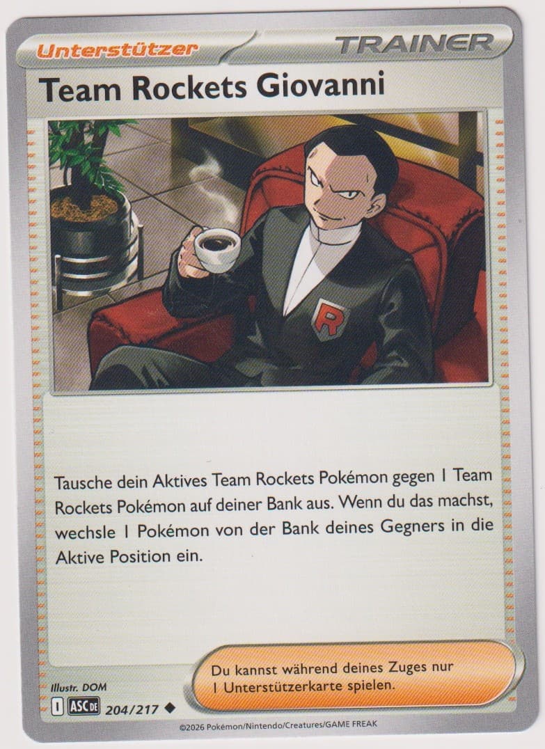 Pokemon TCG Team Rockets Giovanni #204/217 Uncommon (U) Deutsch