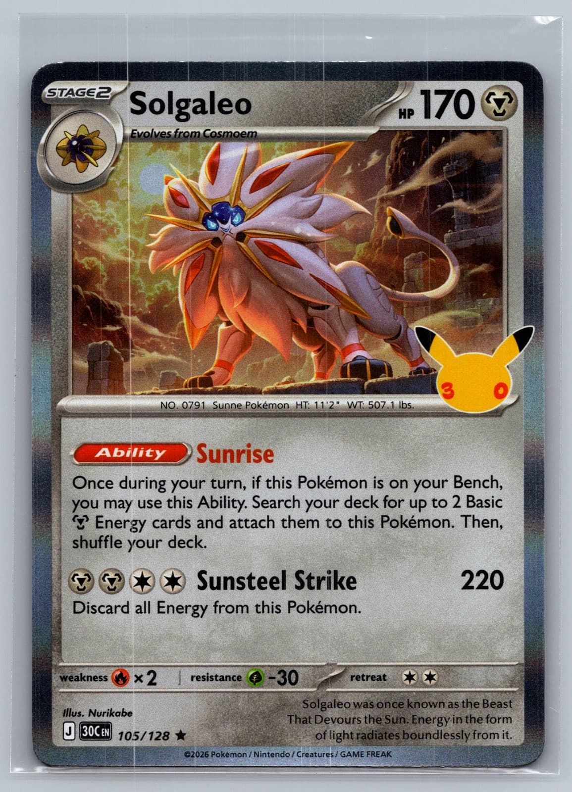 Solgaleo #105/128 2026 30th Celebration Pokemon TCG