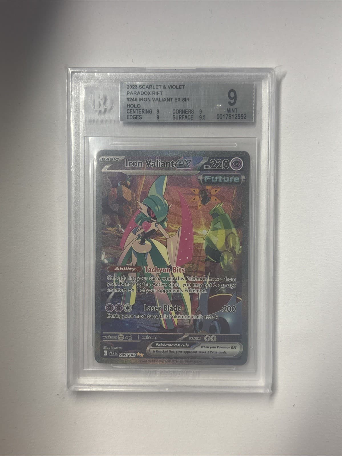 2023 Pokemon Par EN-Paradox Rift Iron Valiant EX #249 SIR BGS 9