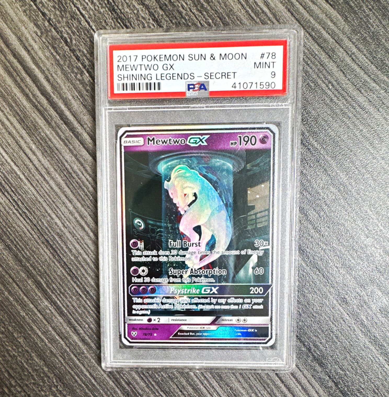 Mewtwo GX 78/73 Secret Rare Holo Shining Legends 2017 PSA 9 Pokémon TCG 6+
