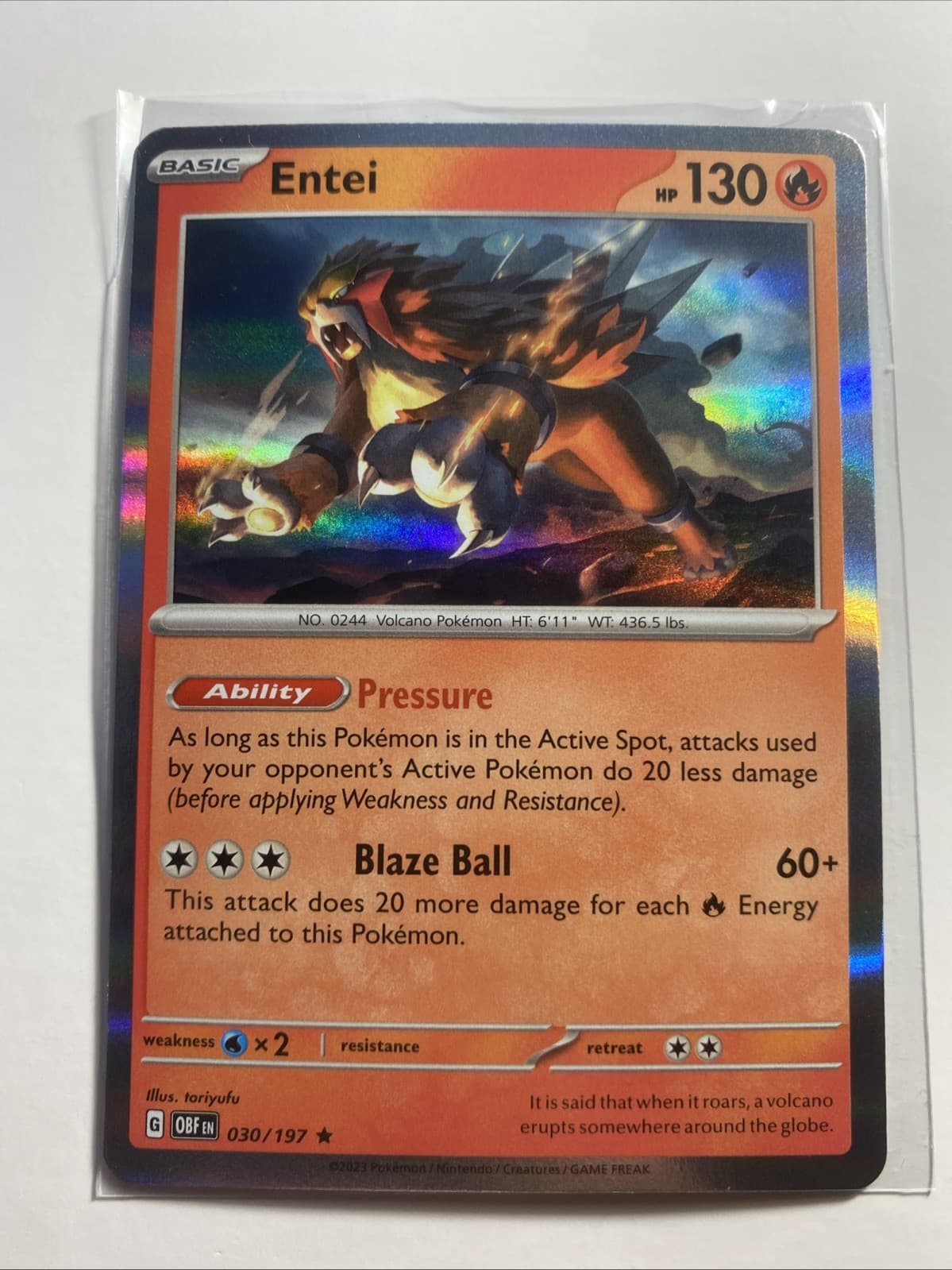 Entei #30 Pokemon Obsidian Flames