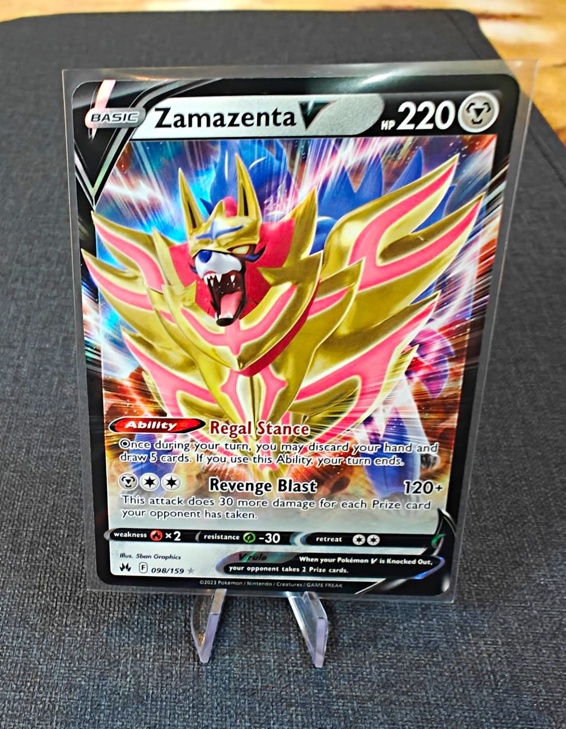 Zamazenta V 098/159 Crown Zenith Holo Rare Pokemon #98 TCG English