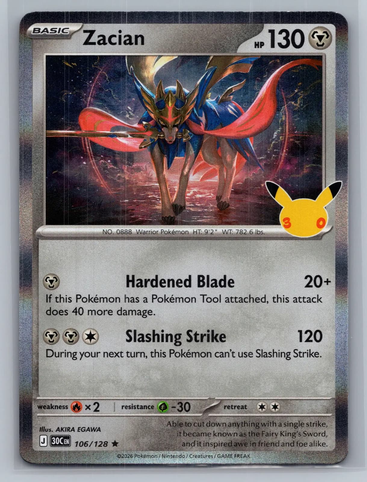 Zacian #106/128 2026 30th Celebration Pokemon TCG