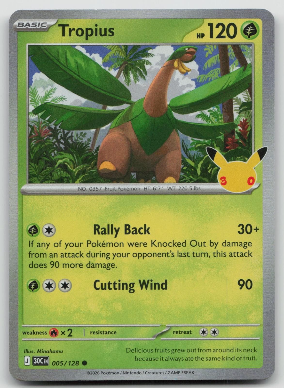 Tropius 005/128 Holo Common ME: 30th Celebration Pokemon Near Mint