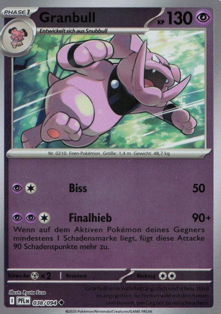 Pokémon Granbull Fatale Flammen #38 NM DE
