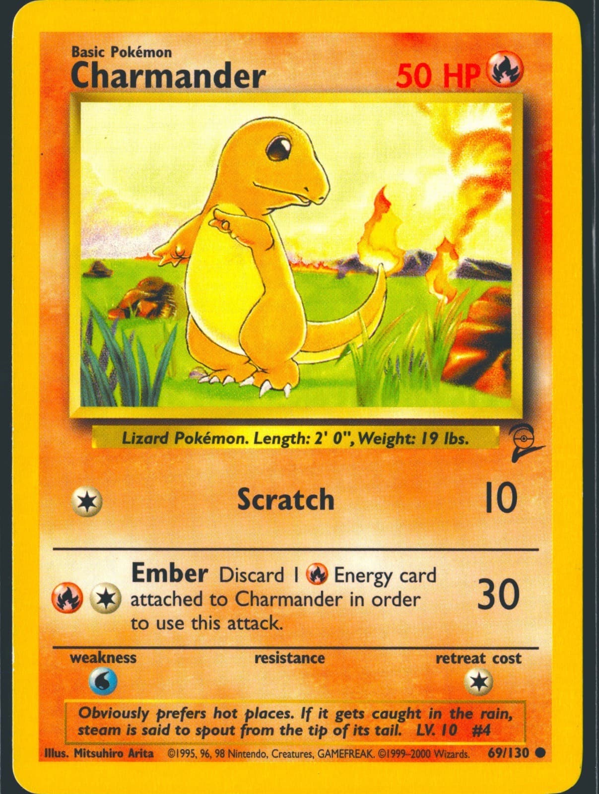 Charmander 69/130 Common Base Set 2 Pokemon Lightly Played
