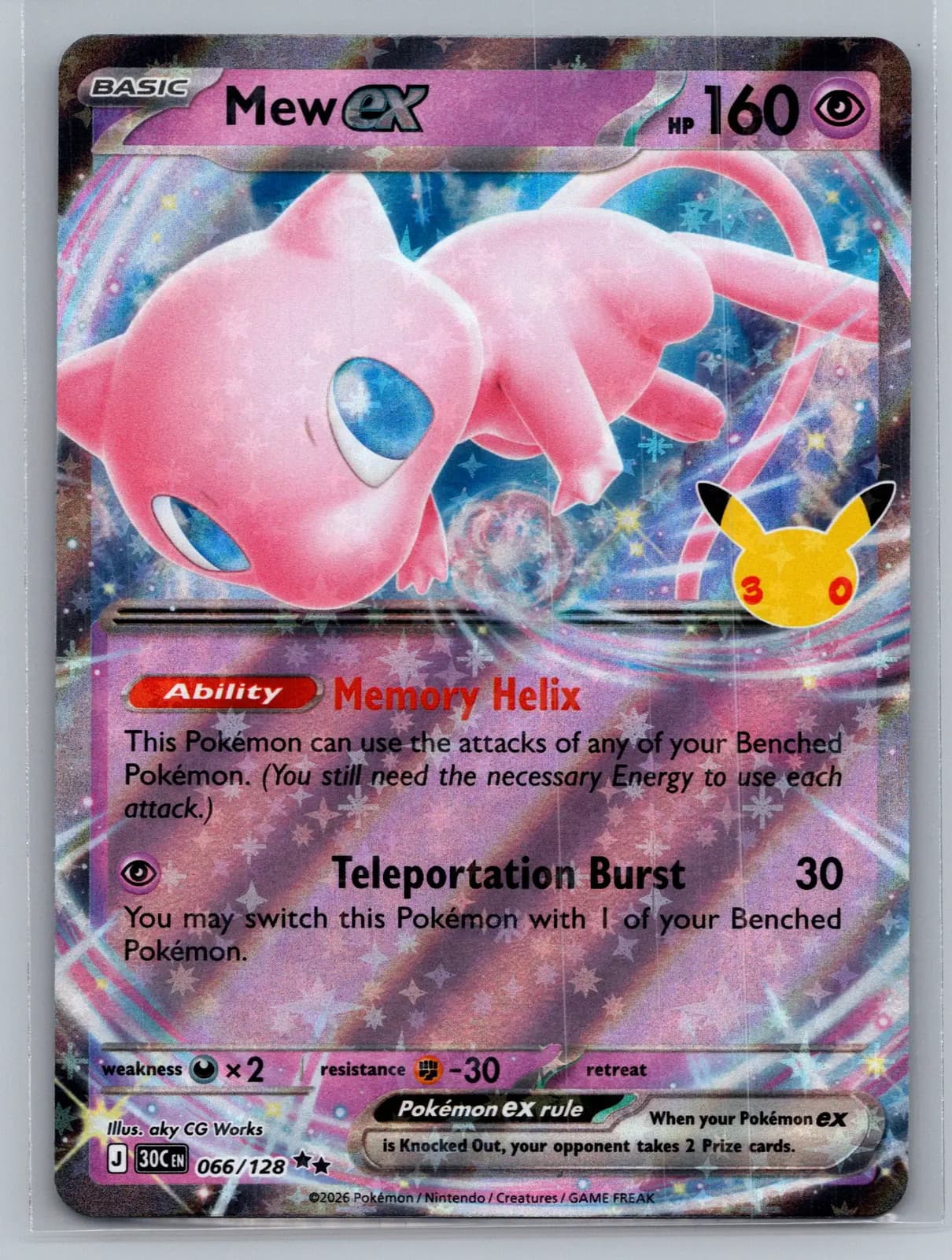 Mew EX #66/128 2026 30th Celebration Pokemon TCG