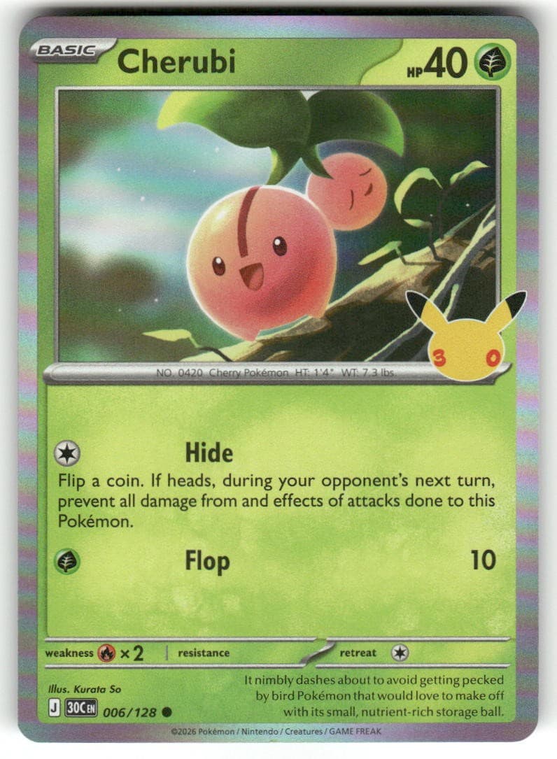 Cherubi 006/128 Holo Common ME: 30th Celebration Pokemon Near Mint