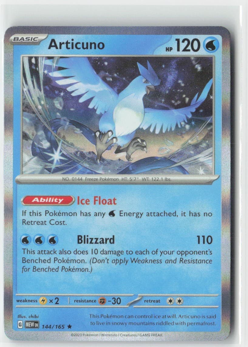 Articuno 144/165 Rare 151 Pokemon Holo Near Mint