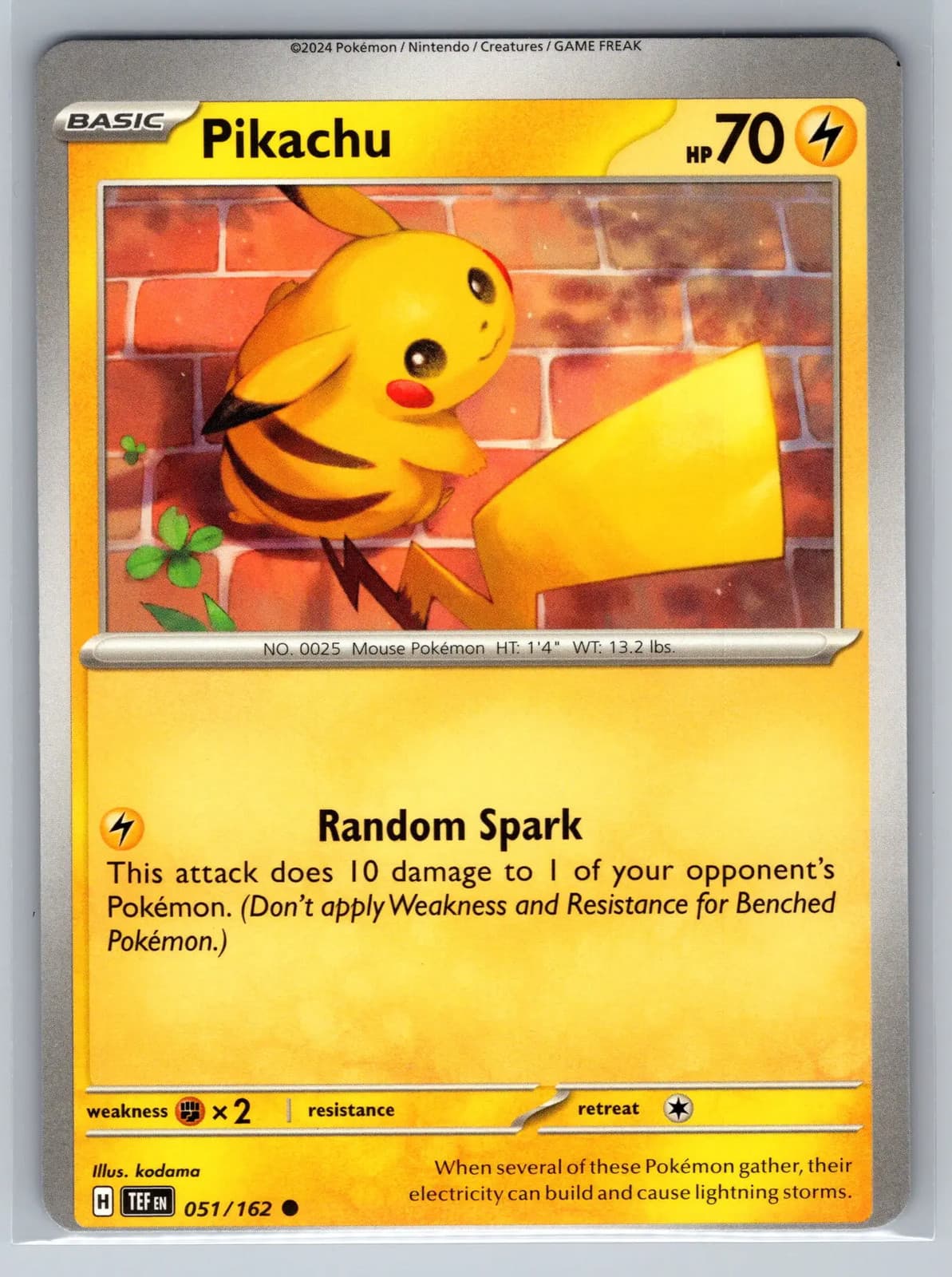 Pikachu #51/162 2024 Temporal Forces Pokemon TCG NM — photo 1 of 2